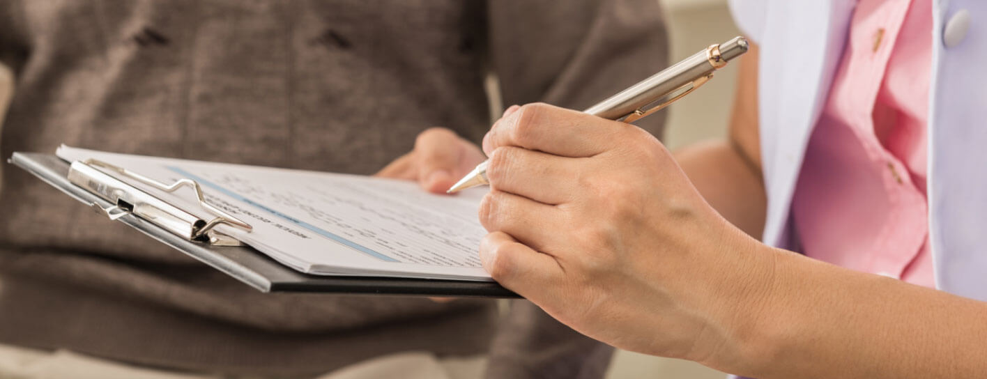 Someone filling in a questionnaire