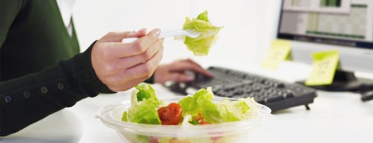 Eating food at desk