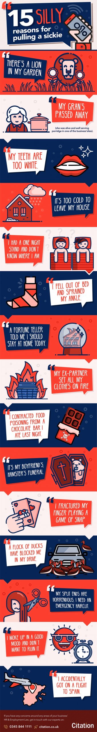 15 silly reasons for sickies